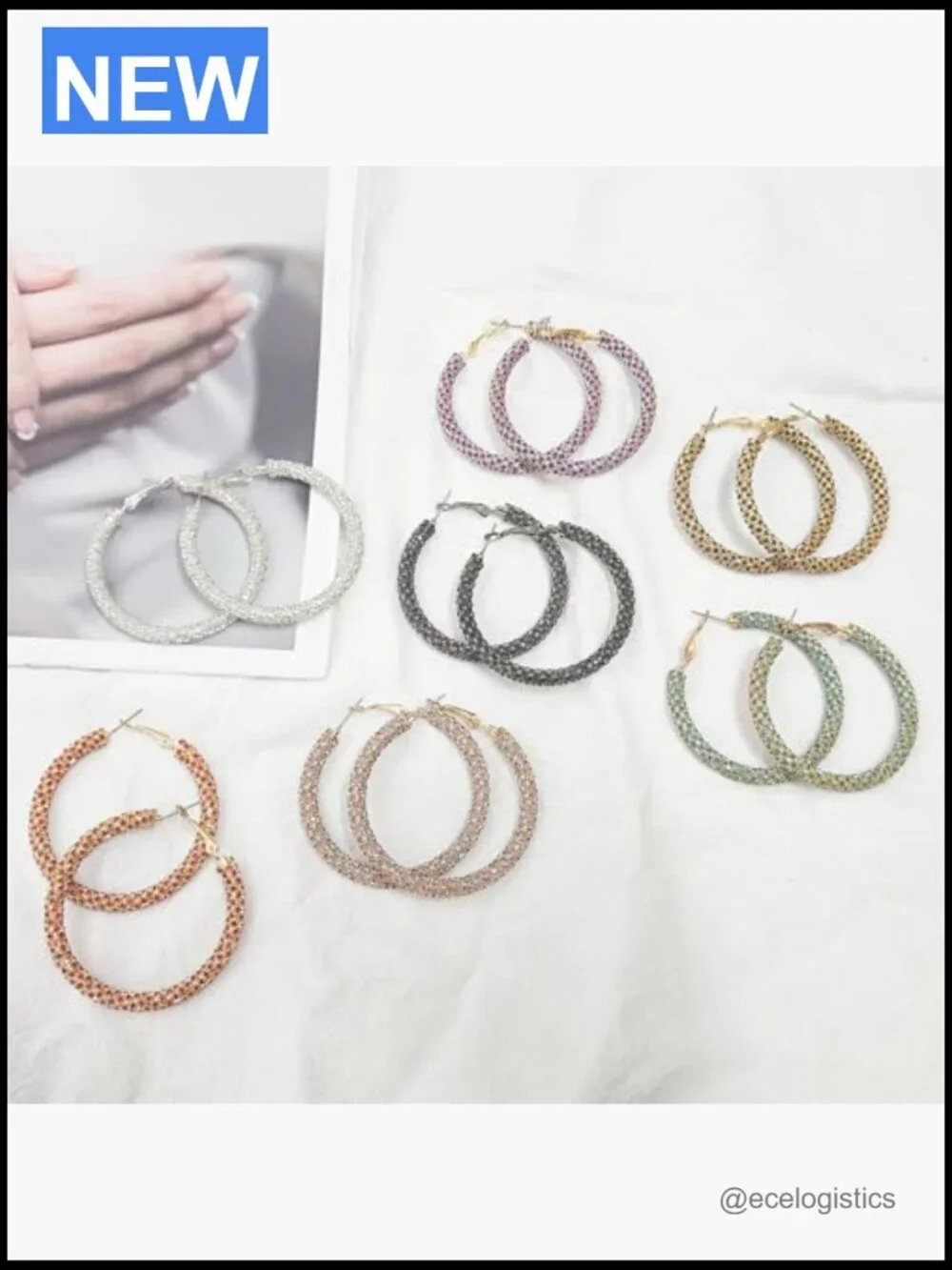 Cubic Zirconia Oval Hoop Earrings Lightweight 14K Gold Plated